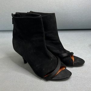 Givenchy Peep Toe Zip Back Black Suede Booties 36.6